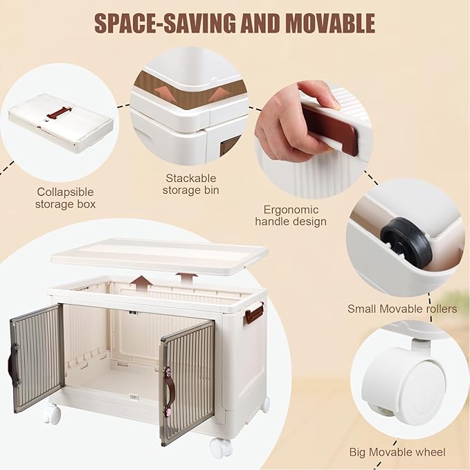 4 Tier Plastic Stackable Storage Bins and Boxes Organizer, Foldable Containers - Image 4