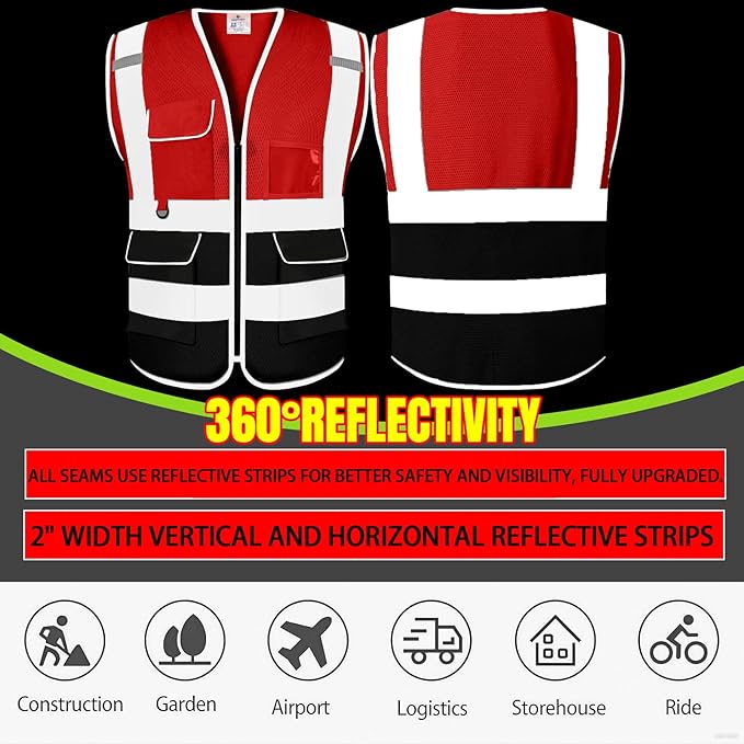 BeautyWill Custom Safety Vest Customized Logo Class 2 High Visibility - Image 4
