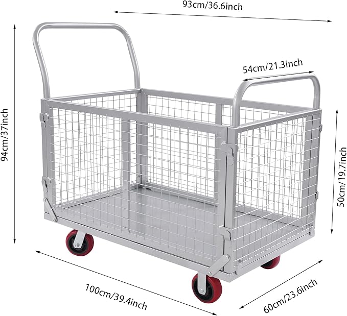 Large Platform Truck Cart, 440LBS Heavy Duty Push Cart Dolly - Image 8
