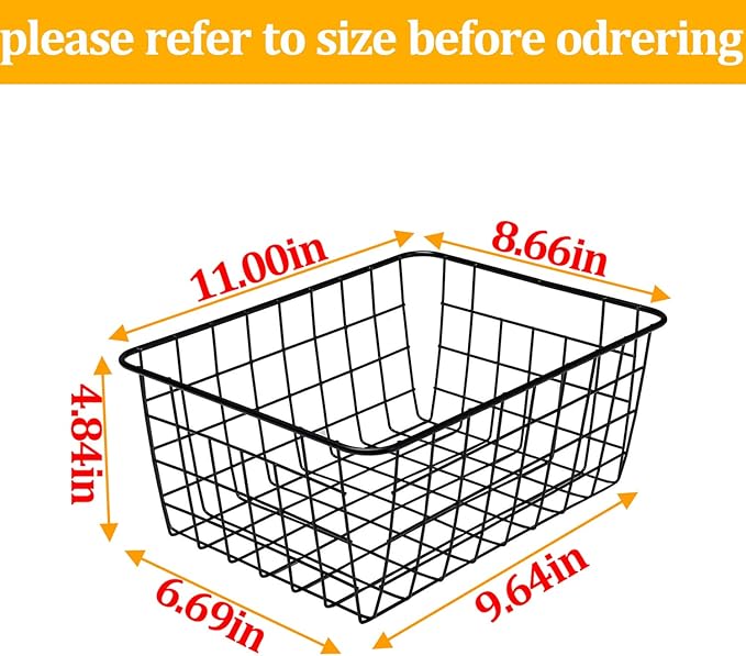 LeleCAT Wire Baskets with Handles, Wire Storage Organizer Baskets, Household - Image 2