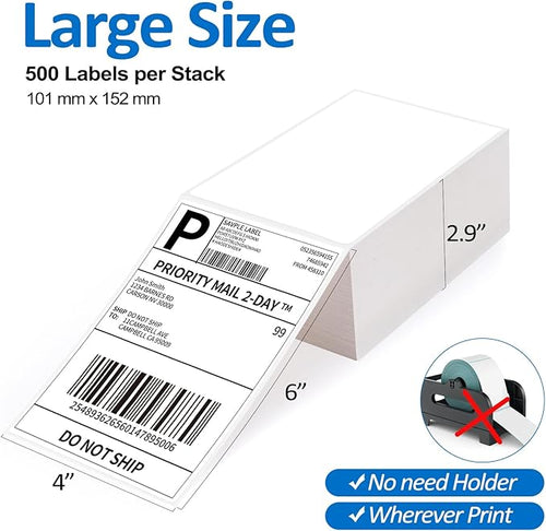 1000 Fanfold 4"x6" Direct Thermal Shipping Address Labels, Paper Label - Image 2