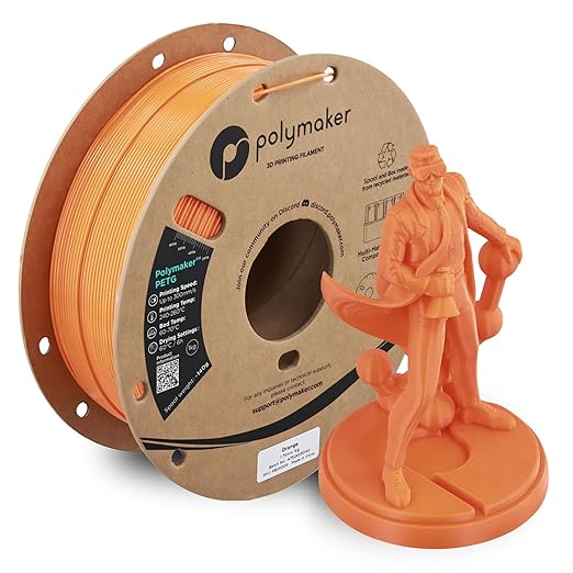 Polymaker PETG Orange 3D Printer Filament 1.75mm 1kg, High Speed PETG up to by Polymaker