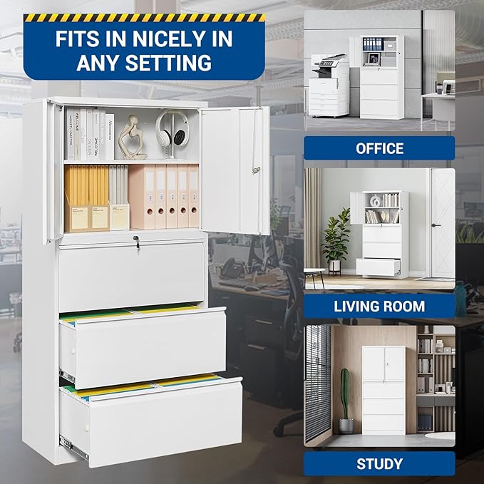 3 Drawers Metal Lateral File Cabinet - Image 6