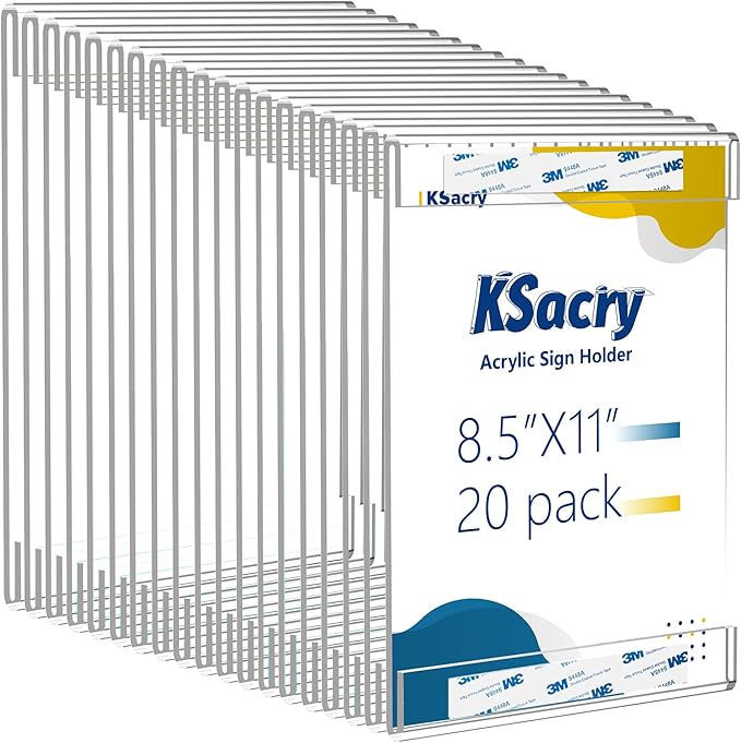 KSacry 20 Pcs Acrylic Sign Holder 8.5 x 11, Vertical Wall Mount Sign Holders by KSacry
