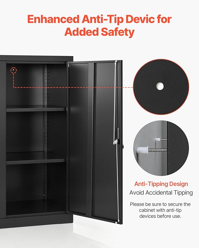 VEVOR Metal Storage Cabinet, 41.7 in Steel Garage Cabinet - Image 6