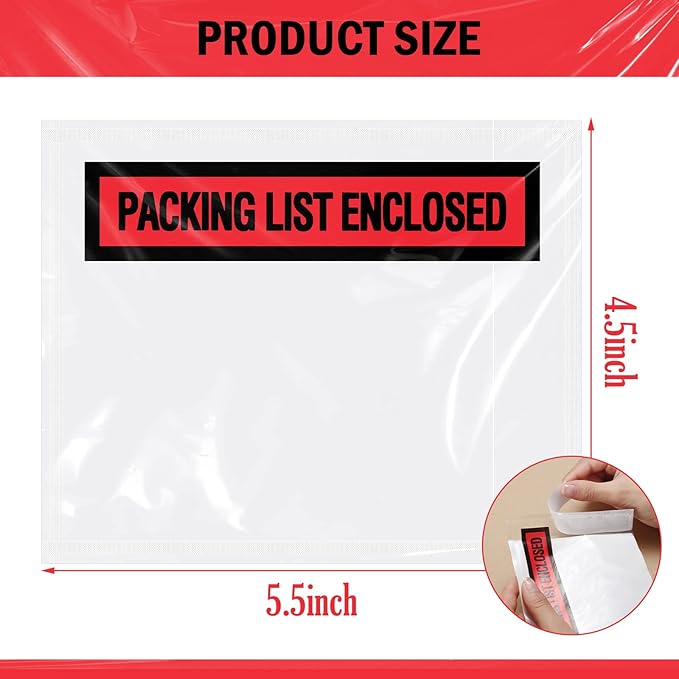 1000 Pcs Packing Slip Envelope Pouches Clear Self Adhesive Shipping Label - Image 3