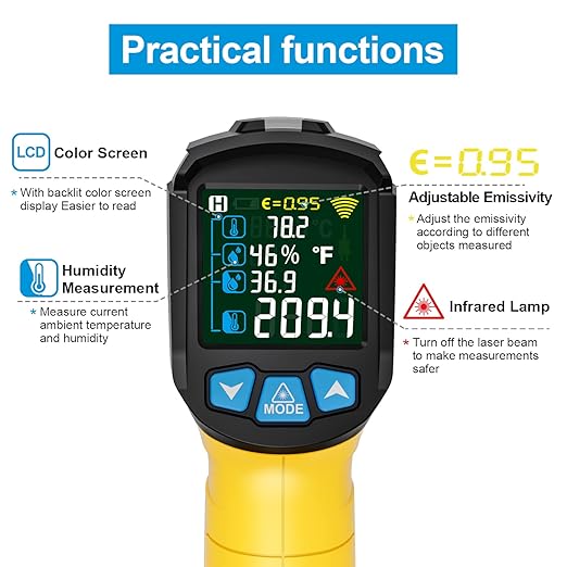 MESTEK Infrared Thermometer Gun, Non-Contact Digital Laser Thermometer - Image 4