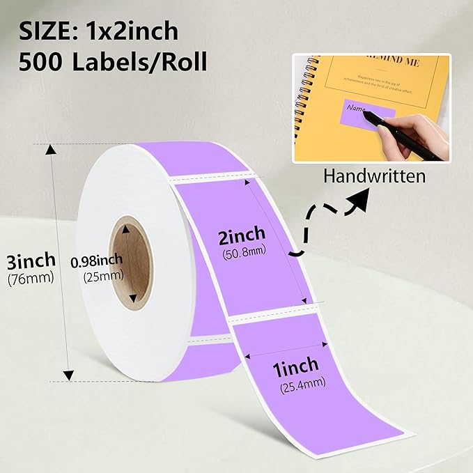 1X2 inch Label Stickers Roll for Thermal Printer 500PCS Colored Removable - Image 3