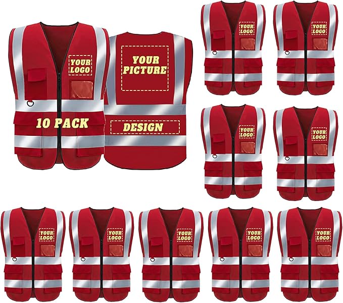 BeautyWill Custom Safety Vest Logo Class 2 High Visibility Reflevtive Vest by BeautyWill