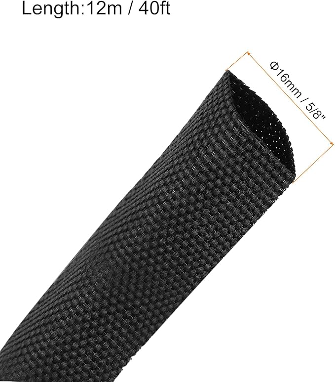 MECCANIXITY Braided Cable Sleeves Heat Shrinkable Fabric Sleeving, 5/8" 40ft - Image 2