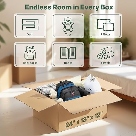 24x18x12 Shipping Boxes Large Moving Boxes, 25 Packs Corrugated Cardboard Boxes - Image 4