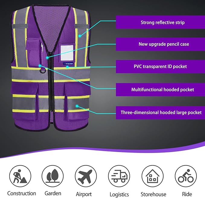 AYKRM 11 color High Vis Reflective Safety Vest - Image 3