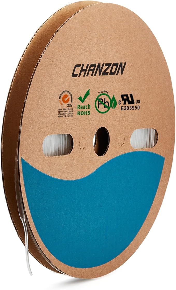 Chanzon 2:1 Ratio - 80Ft Roll - 1/8" Heat Shrink Tubing 2:1 Clear/Transparent by Chanzon