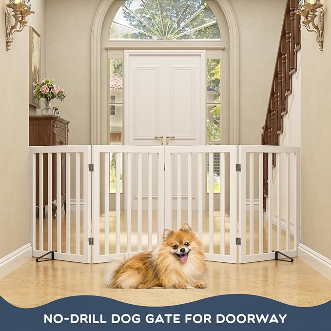 Homykic Bamboo Freestanding Dog Gate, No Assembly Pet Gate Indoor, 24”H x 75”W - Image 2