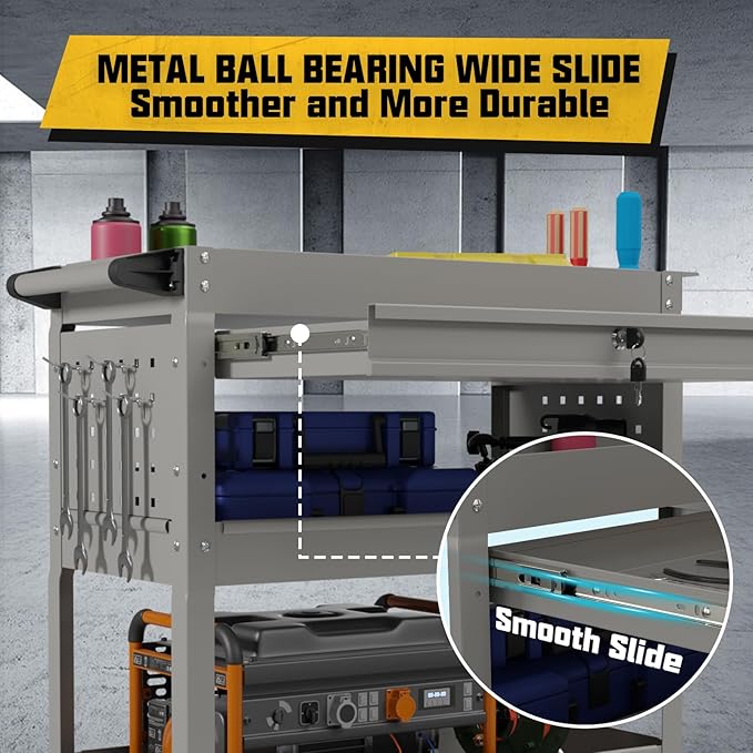 3 Tier Rolling Tool Cart on Wheels, 450 LBS Capacity Tool Cart - Image 3