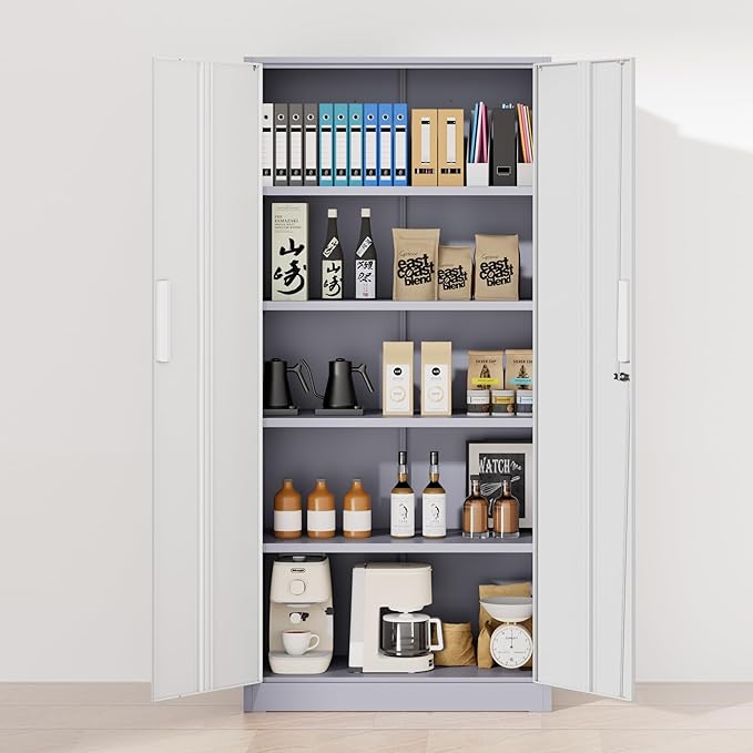 Greenvelly Metal Storage Cabinet, Lockable Steel Cabinet - Image 2