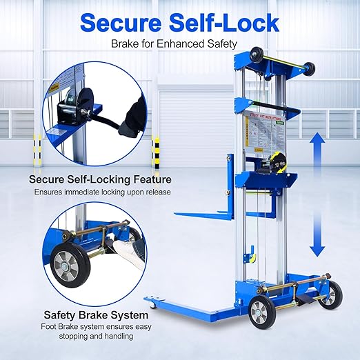 70" 500lbs Material Lift Winch Stacker, Hand Winch Lift Truck - Image 5