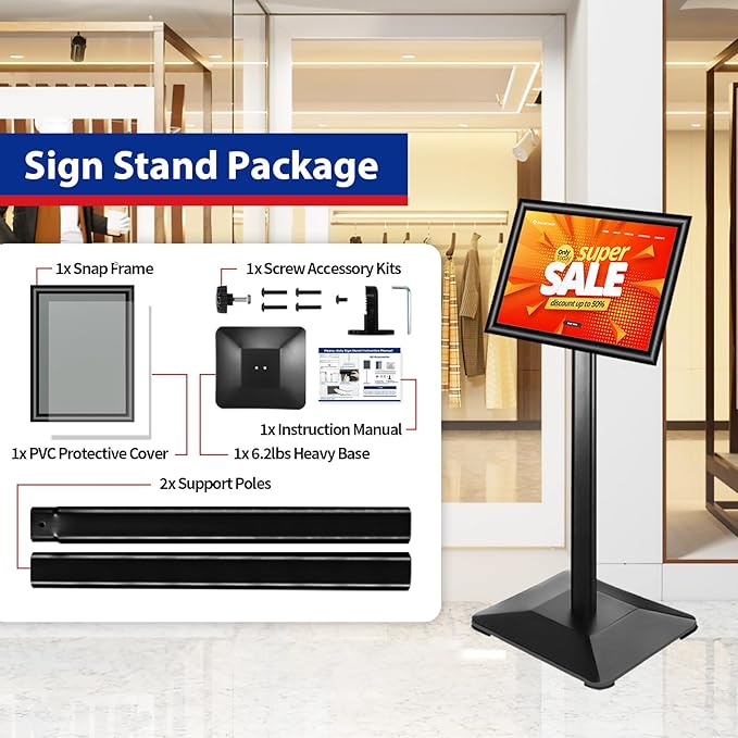 Business & Store Sign Holders 8.5x11inch 3Pack Adjustable Floor Standing Sign - Image 7