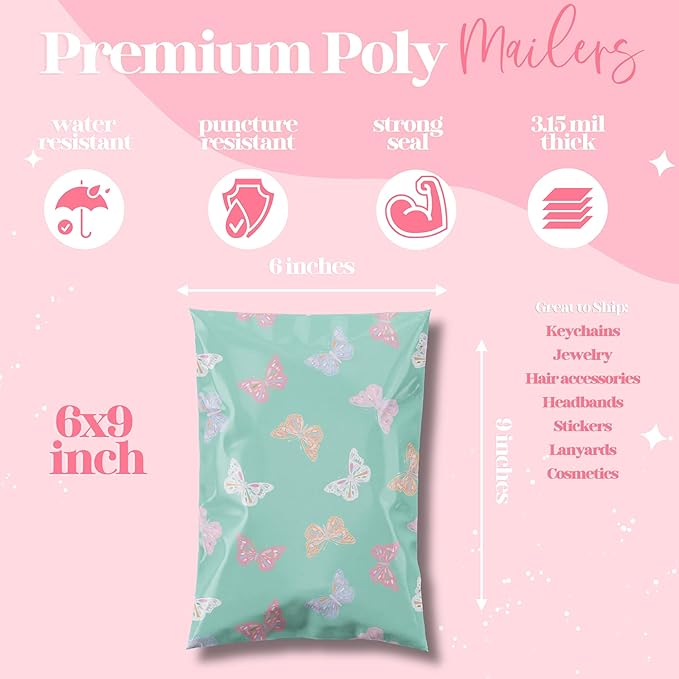 6x9 Designer Poly Mailer 100 Pack Heavy Duty Waterproof Self Seal Shipping Bags - Image 3