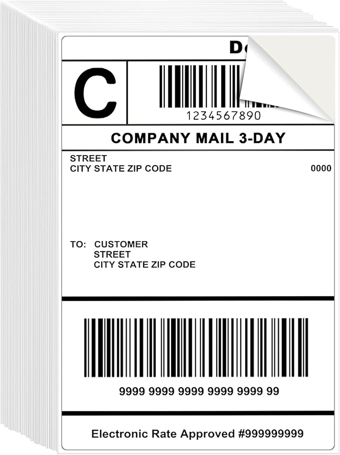 L LIKED 100 Pre-Cut 4x6 Sheet Shipping Labels by LLIKED