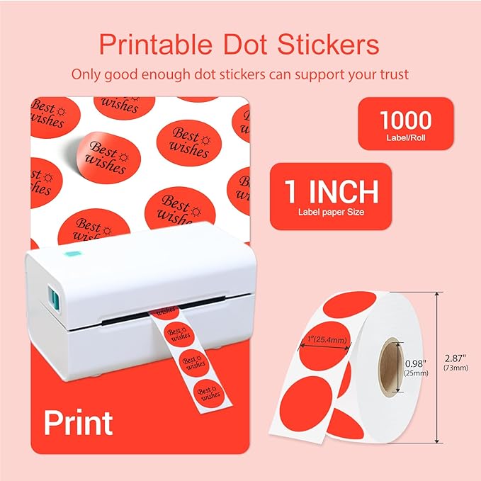 1 Inch Circle Dot Stickers 1000 PCS Color Coding Thermal Labels Dots Writable - Image 2