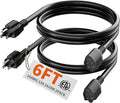 HUANCHAIN 6 FT（2 Pack） 16 Gauge Black Indoor Outdoor Extension Cord Waterproof by huanchain