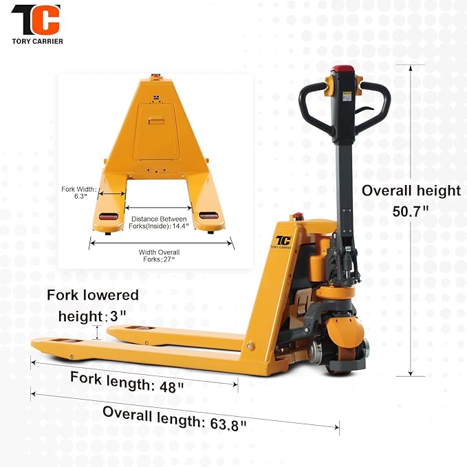 Tory Carrier Electric Pallet Jack Truck, 3300lbs Capacity Motorized Pallet Lift - Image 2