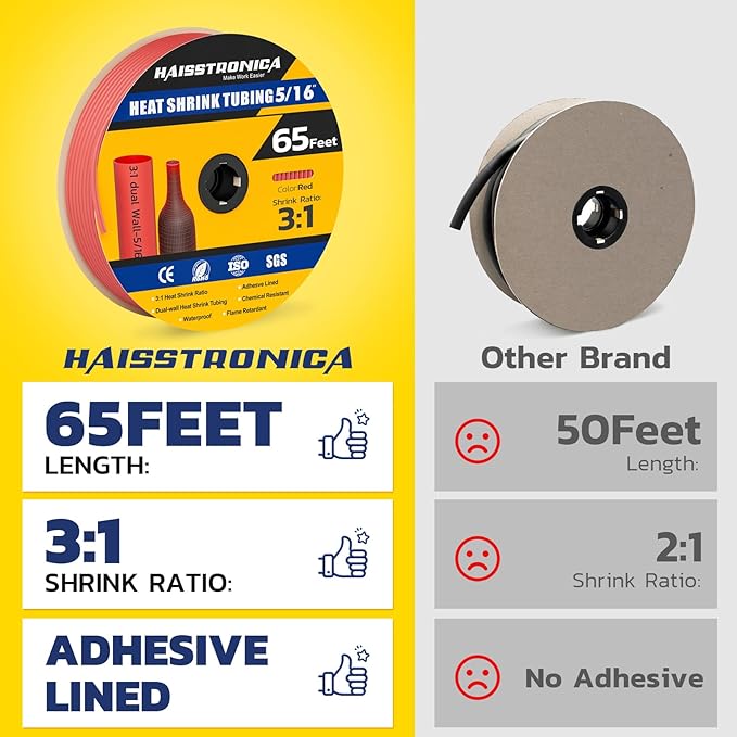 haisstronica 3:1 Heat Shrink Tubing, Shrink Ratio Adhesive Lined Marine Grade - Image 2