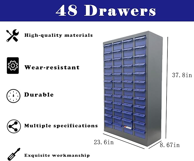 Parts Cabinet 48 Drawer Parts Drawer Storage Bolt Bins Organizer Storage Steel - Image 2