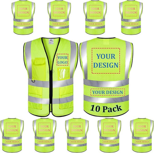 10 Pack Mesh Safety Vest Custom Logo High Visibility Reflective Vest by BeautyWill