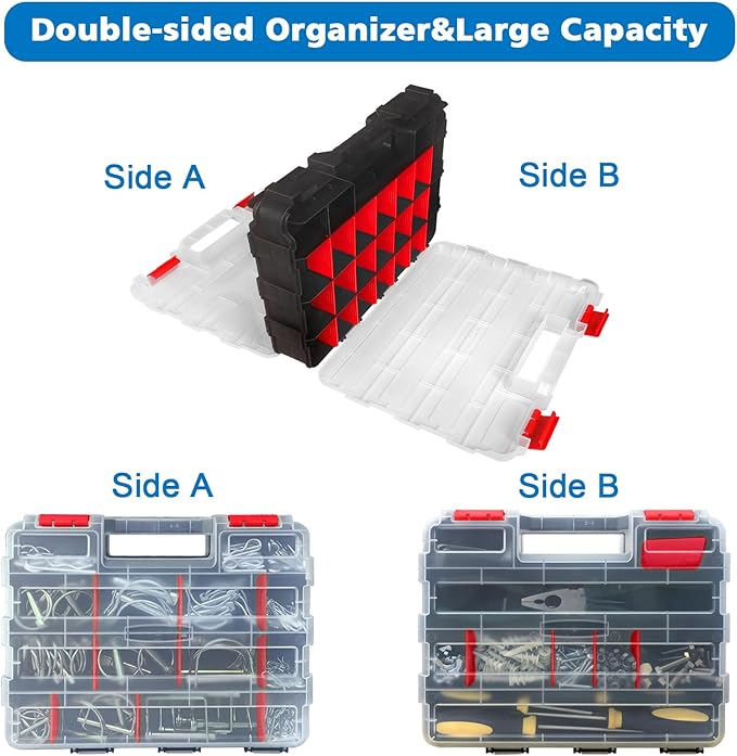 Double Side Tool Box Organizer, Hardware Storage Box, Portable Small Parts - Image 4