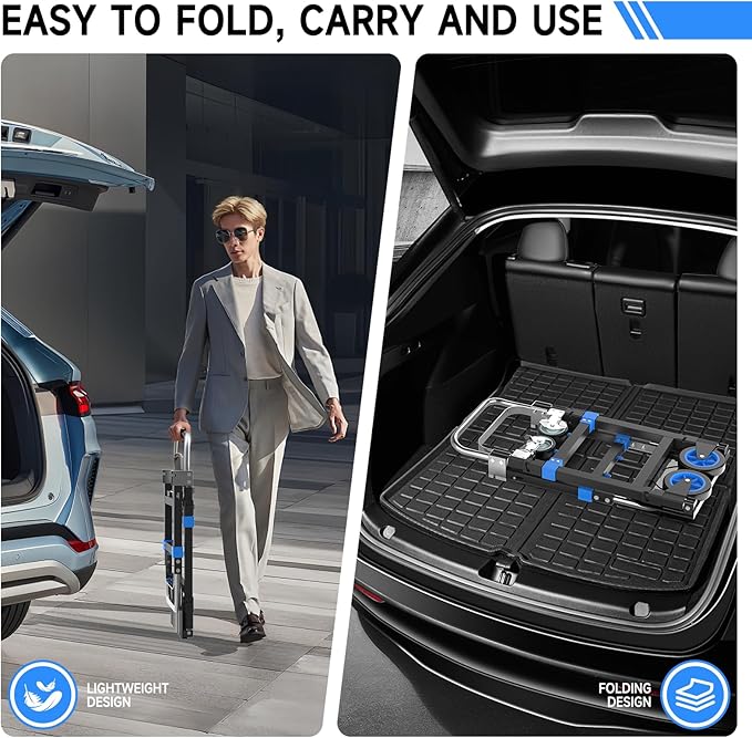 3-in-1 Heavy Duty Folding Hand Truck, 500LB Capacity Convertible Steel Dolly - Image 5