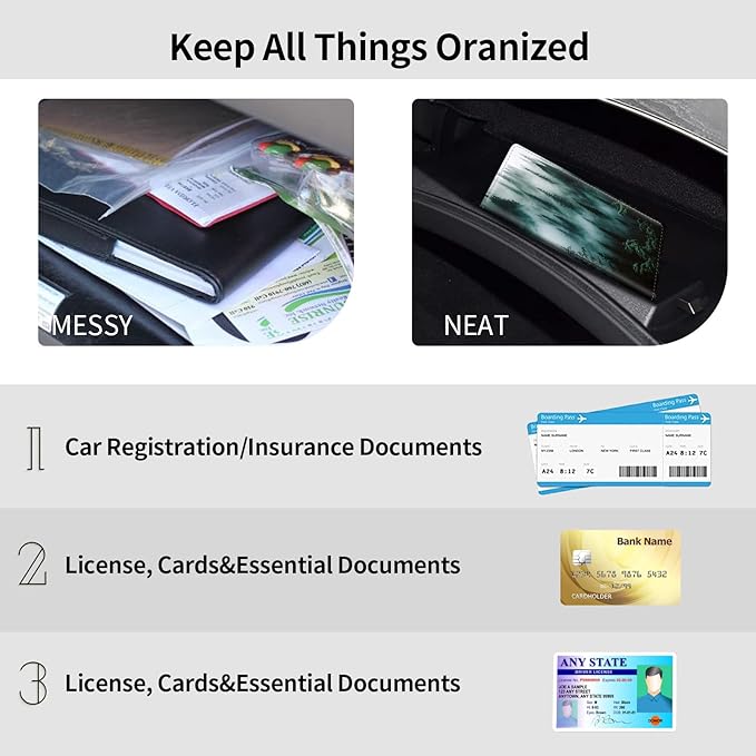 Car Registration and Insurance Holder, Leather Car Glove Box Organizer - Image 5