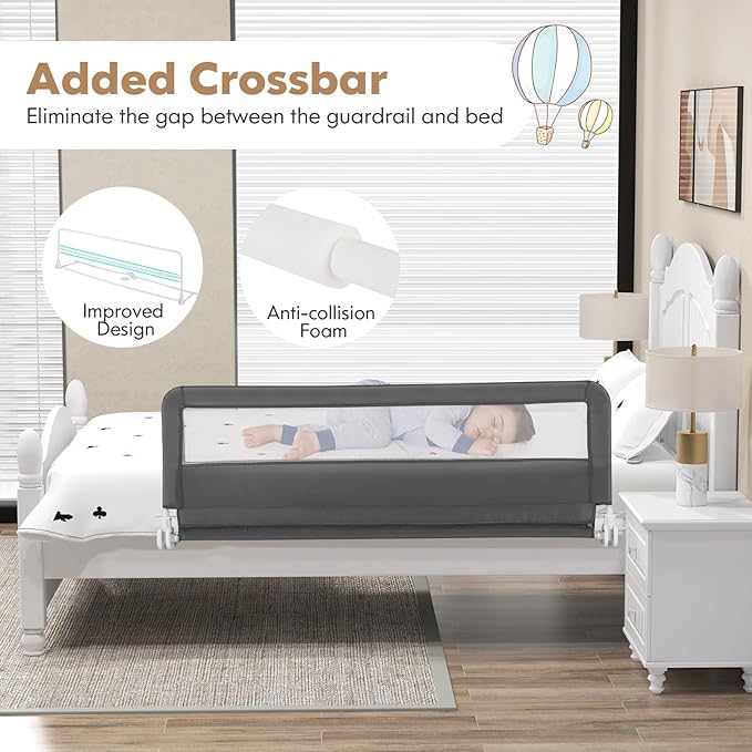 BABY JOY Bed Rails for Toddlers, 59‘’ Extra Long, Upgraded Swing Down Bed Guard - Image 6
