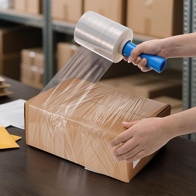 3 Pack 5" x 1000ft Clear Industrial Stretch Wrap Film, 100 Gauge Mini Plastic - Image 6