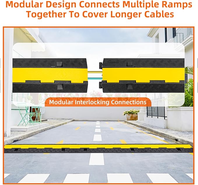 2 Channel 3 Pack Cable Protector Ramp Traffic Wire and Hose Ramp Cord Cover - Image 6
