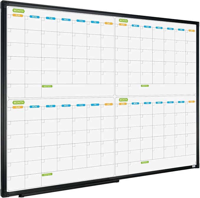 JILoffice Magnetic Dry Erase Calendar Whiteboard, 4 Month White Board Planner by JILoffice