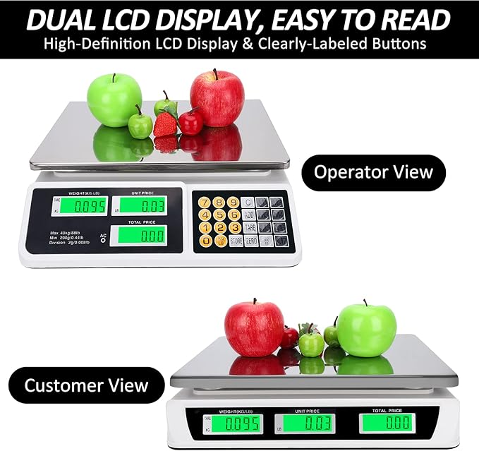 Price Computing Scale 88lb/40kg LCD Digital Commercial Price Scale - Image 3
