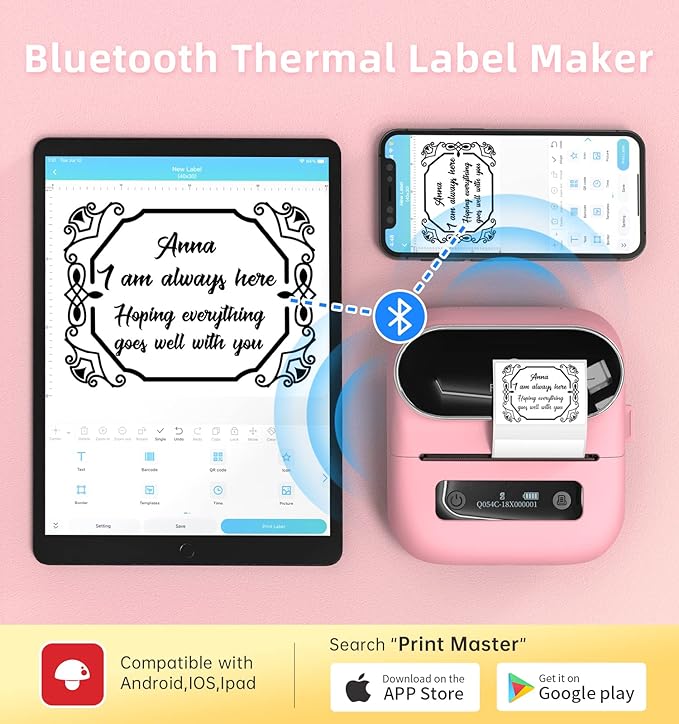 Phomemo M220 Label Maker, 3.14 Inch Bluetooth Thermal Label Printer, Compatible - Image 2