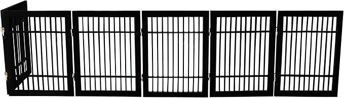 Pet Dog Gate Strong and Durable Freestanding Folding Acacia Hardwood Portable - Image 8