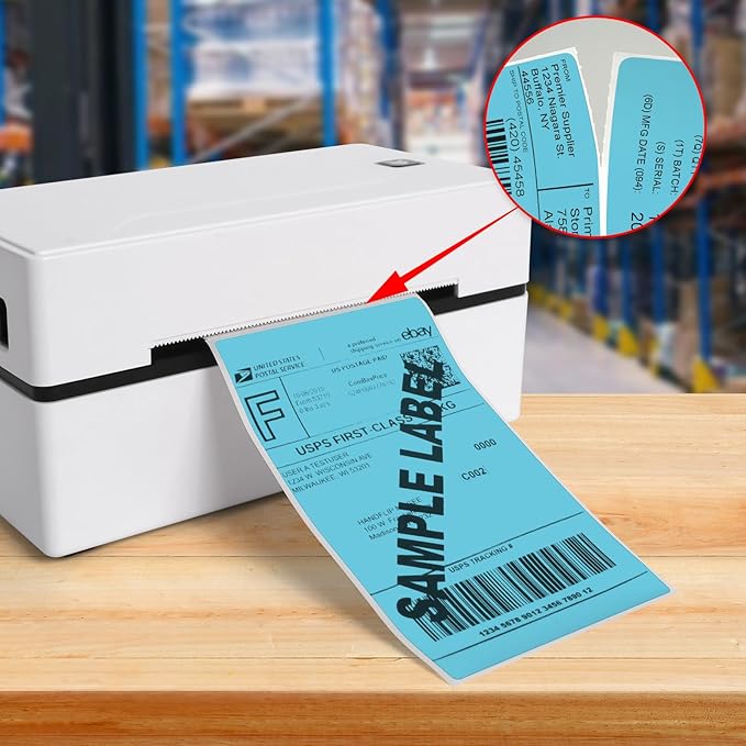 Blue Thermal Labels 3 × 5 Inch Vinyl Self-Adhesive Fanfold Direct Shipping - Image 2