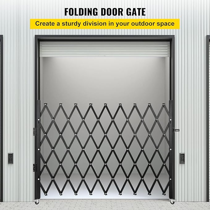 VEVOR Single Folding Security Gate, 51.57" H x 74" W, Steel Accordion Door - Image 2
