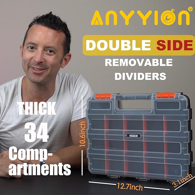 Anyyion Small Parts Organizer, 34-Compartments Double Side parts organizer - Image 2