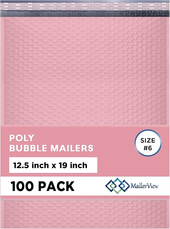 Light Pink 12.5x19.5 Inch Large Poly Bubble Mailers #6 | Padded Envelopes by MAILERVIEW