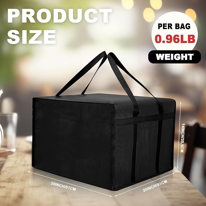 Maxcheck 2 Pcs Insulated Pizza Delivery Bag 20 x 20 x 14 Inch Pizza Warmer Bag - Image 2