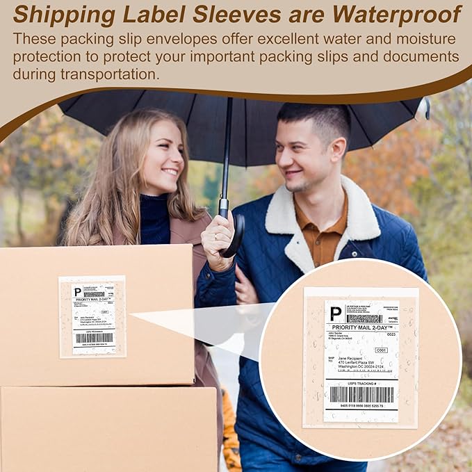 AZUREAL 100PCS Shipping Label Sleeves, 4.5" x 5.5" Packing Slip Pouches - Image 5