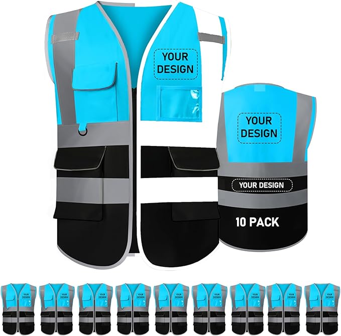 BeautyWill 10/20 Pack Custom Logo Safety Vest, Bulk High Visibility Class 2 by BeautyWill