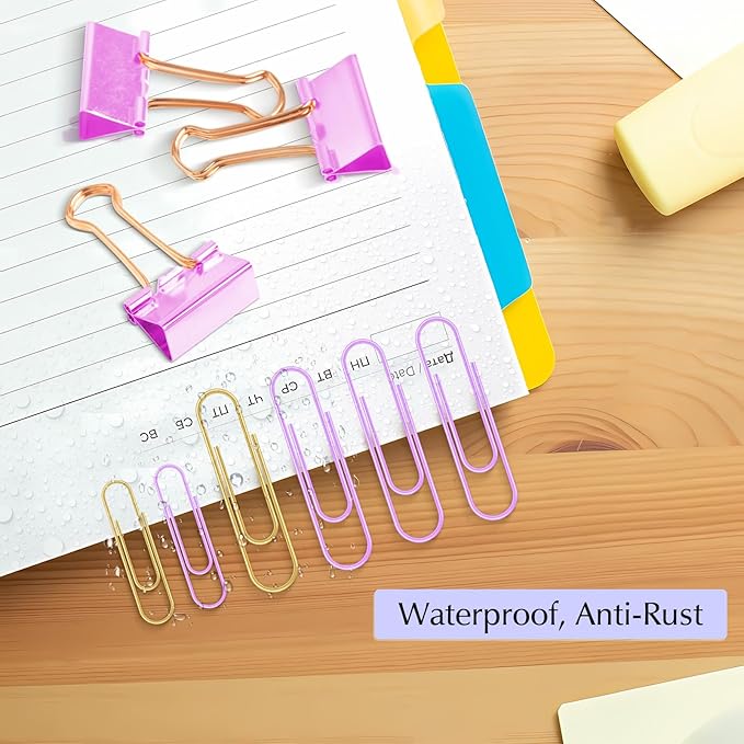 Cute Paper Clips Binder Clips Combo Set, 165 Psc, Cute Office Supplies Set - Image 4