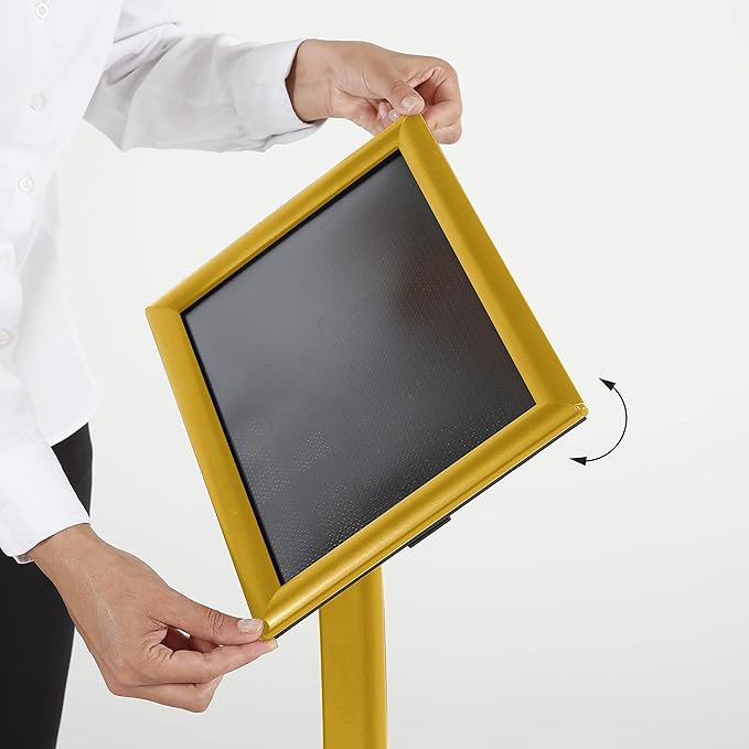 M&T Displays Simplistic Curved Menu Board 11x17 inch Gold Pedestal Sign Holder - Image 4