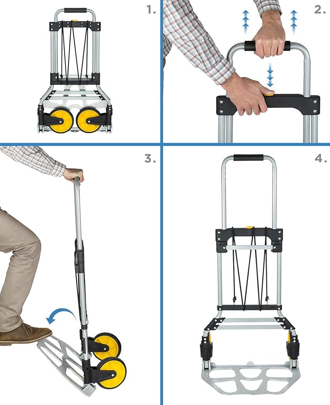Mount-It! Folding Hand Truck and Personal Dolly, Aluminum Trolley, Heavy Duty - Image 4
